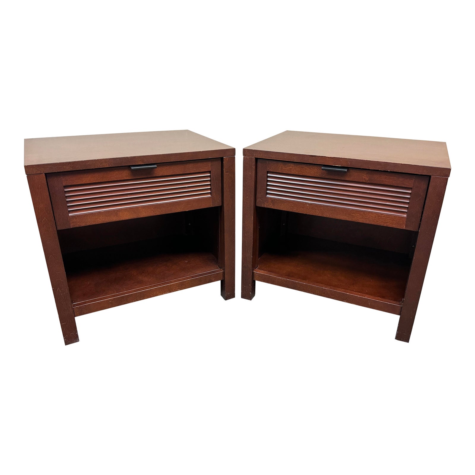 Crate & Barrel Ribbed Wood Nightstands, a Pair Chairish