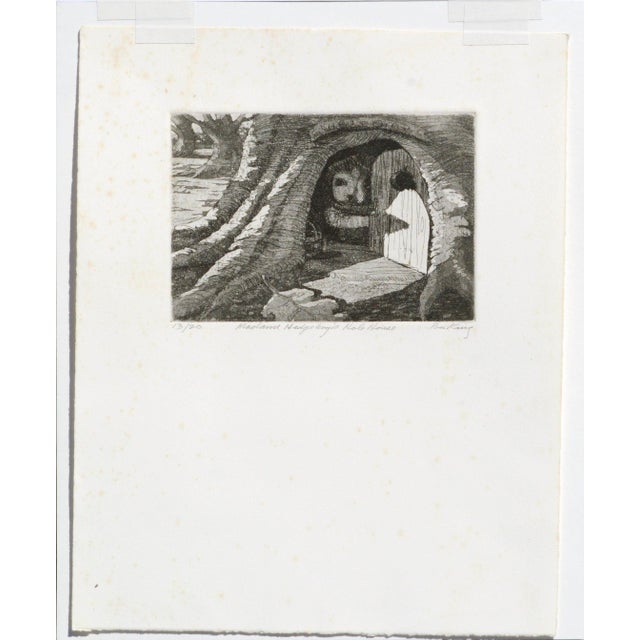 Drypoint etching by Bu King (20th Century). Numbered ("13/20"), titled ("Madame Hedgehog's Hole House"), and signed ("Bu...