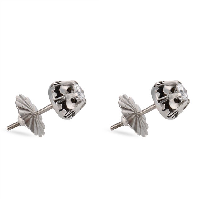 2020s Art Deco Style Diamond Platinum Studs, A Pair For Sale - Image 5 of 5