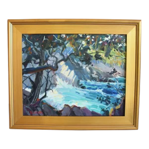 Silvio Silvestri, Listed Artist Landscape Seascape Oil Painting Including the Antiqued Gold Wood Frame