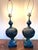 Metal Pair of Mid 20th Century Two-Tone Blue Ceramic Swirl Statement Table Lamps For Sale - Image 7 of 12