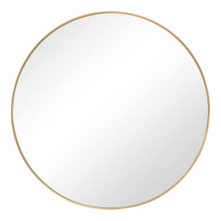 Modern Simplicity 34" Round Mirror- Gold For Sale