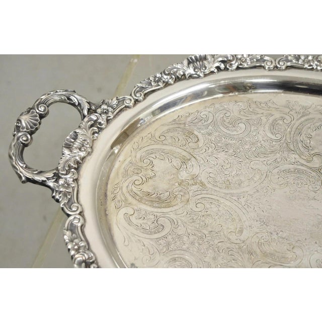 Vintage Epca Bristol Silver by Poole 73 16 Silver Plated Oval Platter Bar Tray For Sale In Philadelphia - Image 6 of 11