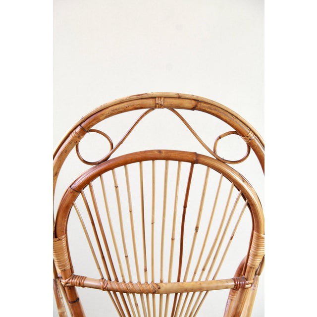 Vintage Wicker and Bamboo Armchair, Italy, 1970s For Sale - Image 12 of 16