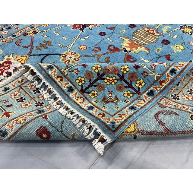 Sky Blue Persian Style Floral Area Rug With Botanical Border, 4'9" X 6'3" For Sale - Image 12 of 14