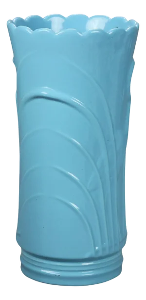 Abingdon Art Pottery Blue Umbrella Stand with Embossed Marsh Scene & Stork C1940