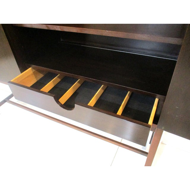 Wood Baker Styled Burl Wood 2 Pc. Mid Century Cabinet / Server For Sale - Image 7 of 13