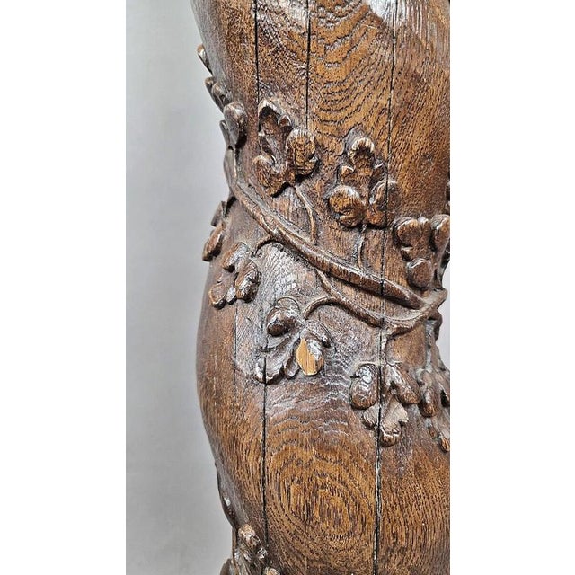 Wood Carved Oak Twisted Columns, 1700s, Set of 2 For Sale - Image 7 of 15