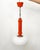 Vintage Space Age Pendant Light in Orange Wood & Opaline Lampshade, 1960s For Sale - Image 11 of 12