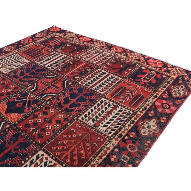 Vintage Persian Bakhtiari Kheshti Garden Panel Rug, 6’7” X 7’8 For Sale - Image 6 of 9
