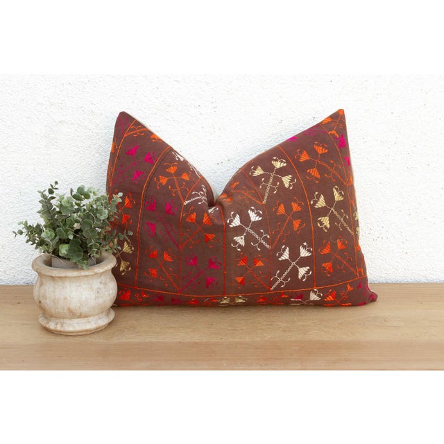 Kapurthala Cross, Antique Phulkari Lumbar Pillow Cover For Sale In Los Angeles - Image 6 of 6