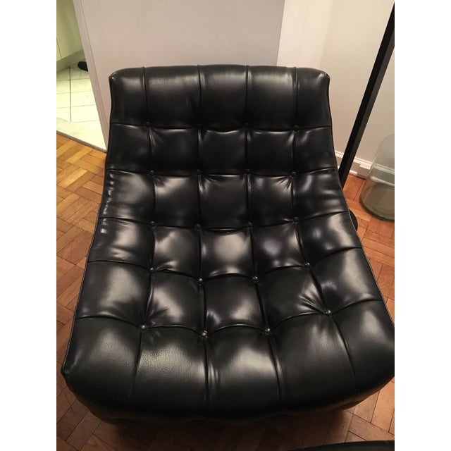Black Leather Chair & Ottoman Chairish
