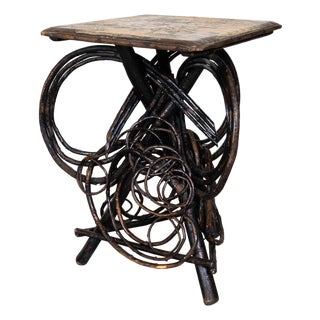 Vintage Oilcloth Twig Table For Sale