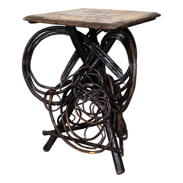 Vintage Oilcloth Twig Table For Sale