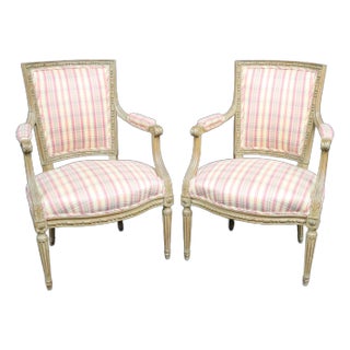 Louis XVI Style Walnut Armchairs For Sale