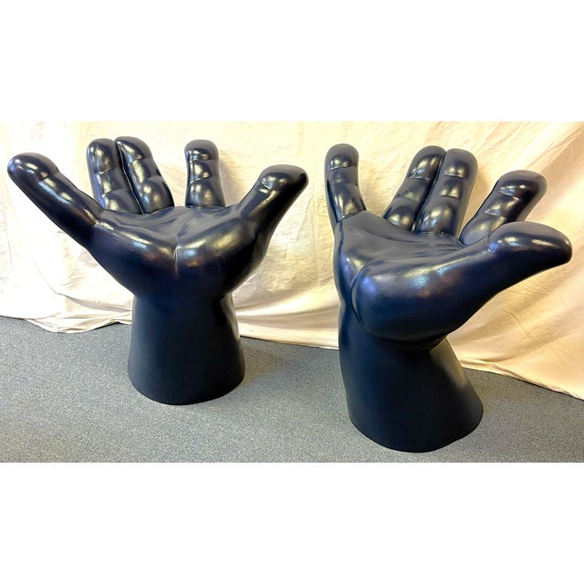 Vintage Mid Century Modern Retro Upturned Palm Hand Chairs- A Pair For Sale - Image 4 of 17