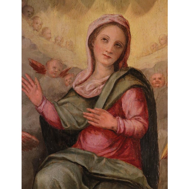 Giovanni Balducci Detto Il Cosci, Madonna in Glory Among the Angels, 1600, Oil on Board For Sale - Image 8 of 14