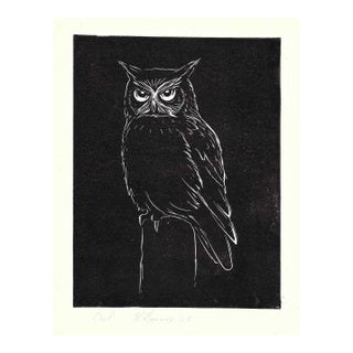 1955 Owl Won Engraving by Gosner For Sale