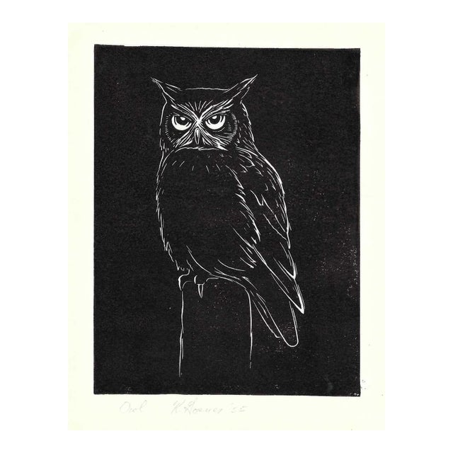 1955 Owl Won Engraving by Gosner For Sale