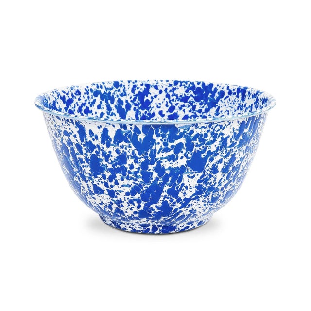 Paint Crow Canyon Home Splatterware, Large Salad Bowl in Blue & White For Sale - Image 7 of 7