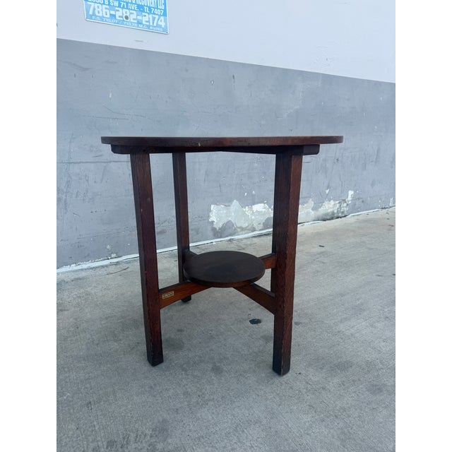L& Jg Stickley Round Mission Oak Center Table For Sale - Image 9 of 12