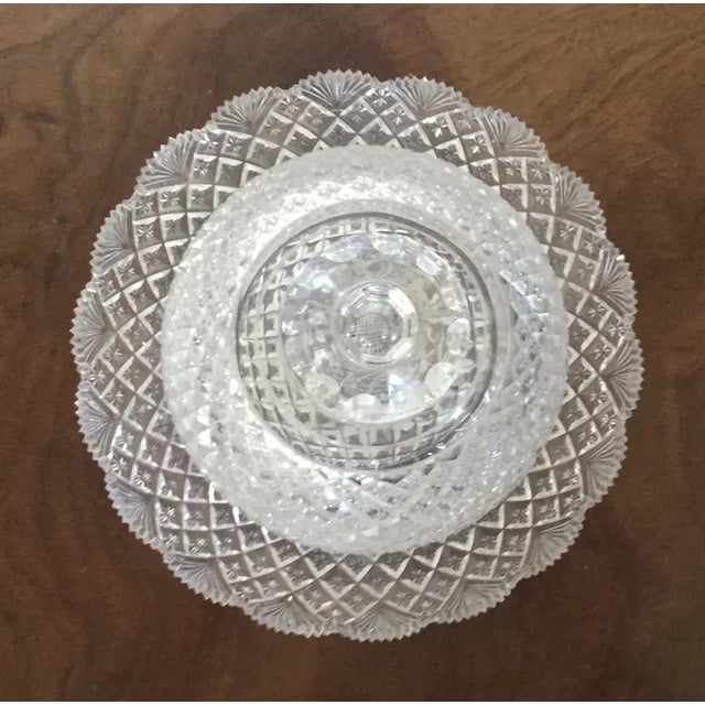 Fine antique 19th c. American brilliant glass cheese dome and tray circa 1890. Profusely cut crystal. Dome measures 6"...