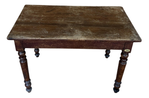 Bobbin Leg and Scrubbed Top Dining Table in Dark Oak, 1940s