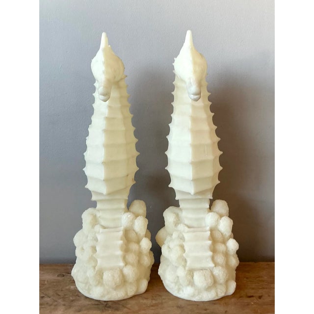 Vintage Coastal Cast Resin Seahorses Lamps - A Pair For Sale In West Palm - Image 6 of 7