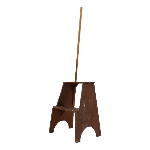 French Industrial Wooden Stepladder, 1900s For Sale