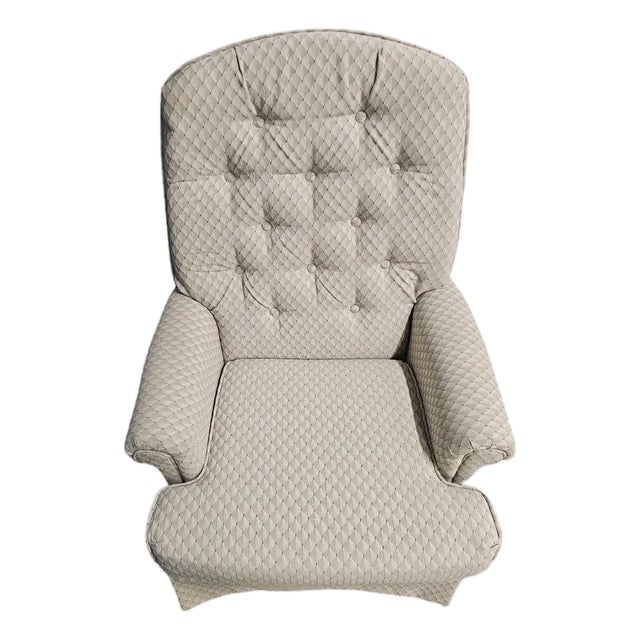 Late 20th Century Tufted High-Back Upholstered Recliner Chair by Leggett & Platt For Sale