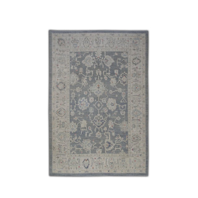 Modern Turkish Oushak Rug Gray & Beige Handwoven Wool Rug 9'2" X 13' For Sale In Houston - Image 6 of 6