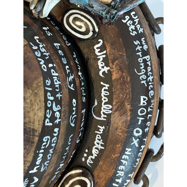 Mixed Media Wall Sculpture Titled Spiraling on Antique Bowler Hat Form For Sale In Philadelphia - Image 6 of 7