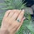Contemporary 6 Prong Set 0.32 Ct Natural Emerald Ring and Pave Diamonds Size 7 For Sale - Image 6 of 12