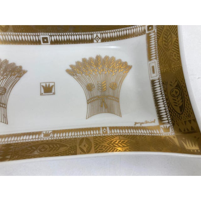 1960s Georges Briard Milk Glass Bowl With Golden Harvest Design Art Deco Style For Sale - Image 12 of 13