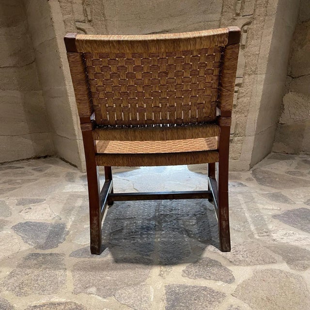 Clara Porset Style Armchair, Red Pine Wood & Seagrass, Mexico, 1940s For Sale In San Diego - Image 6 of 14