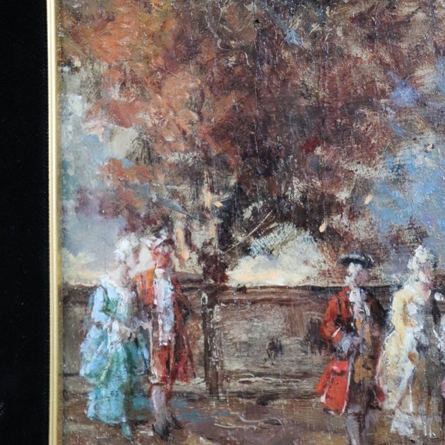 N. Sidoli, Gallant Scene, Oil Painting on Board, Early 20th Century, Framed For Sale - Image 8 of 12