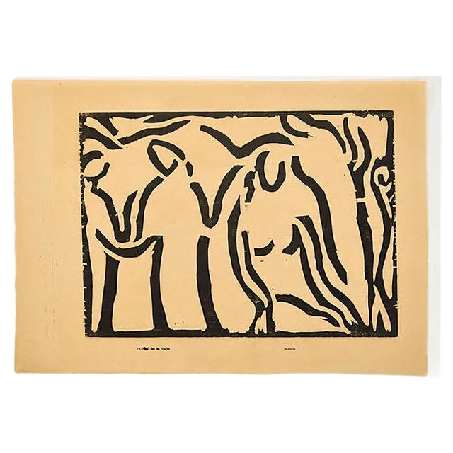 Music - Original Woodcut Print by Arturo Martini - Early 20th Century Early 20th century For Sale