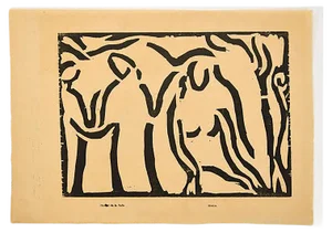 Music - Original Woodcut Print by Arturo Martini - Early 20th Century Early 20th century