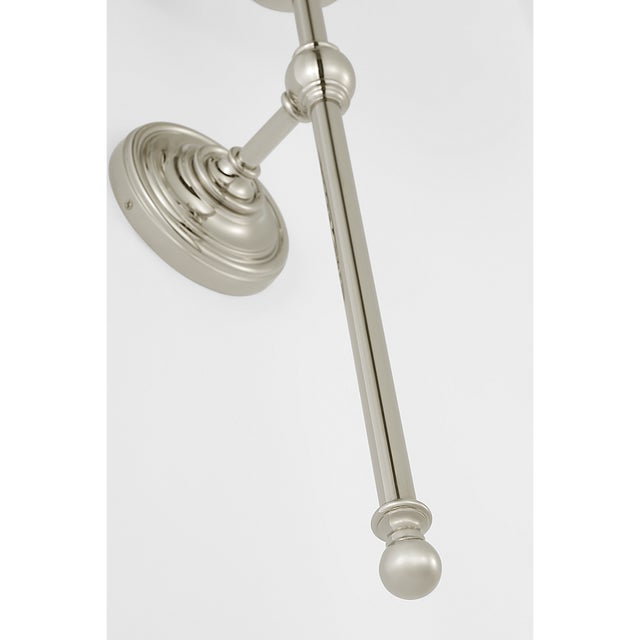 Traditional Chapman & Myers for Visual Comfort Signature Classic 27" Tail Sconce in Polished Nickel with Linen Shade For Sale - Image 3 of 6