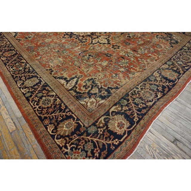 Great Red Rust Color With Medallion Floral Patters Desing Century Persian Sultanabad Rug For Sale - Image 10 of 12