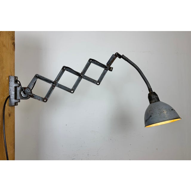 Grey Industrial Scissor Wall Lamp from Elektroinstala, 1960s For Sale - Image 13 of 16