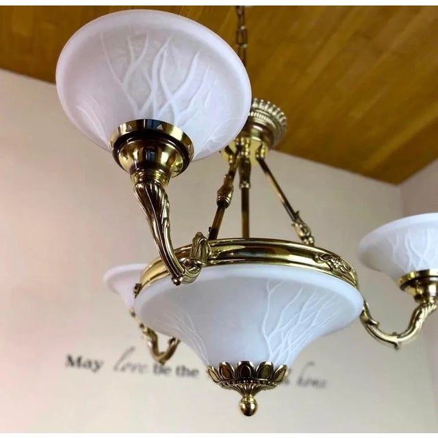 Vintage Brass and Glass Chandelier Bejorama from Catherine Collection, Spain For Sale - Image 5 of 6