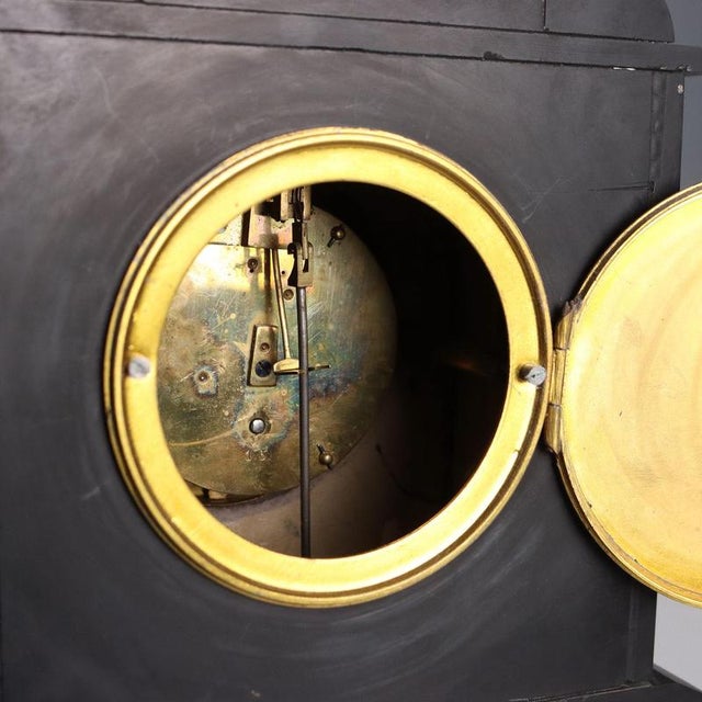 Black Marble & Gilt Clock with Candleholders, Set of 3 For Sale - Image 8 of 14