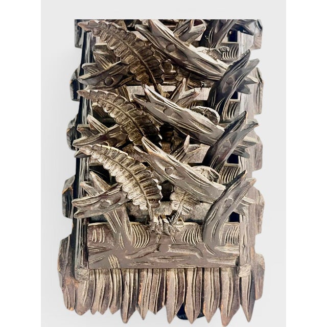 Wood Antique Black Forest Folk Art Carved Hanging Wall Pocket Mail Sorter For Sale - Image 7 of 12