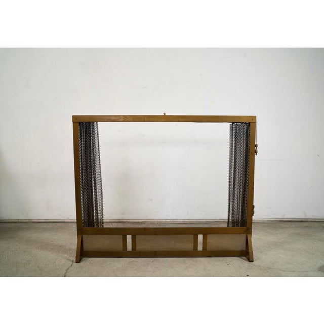 Maison Jansen 1960’s Hollywood Regency Solid Brass Fireplace Mesh Screen For Sale - Image 4 of 12