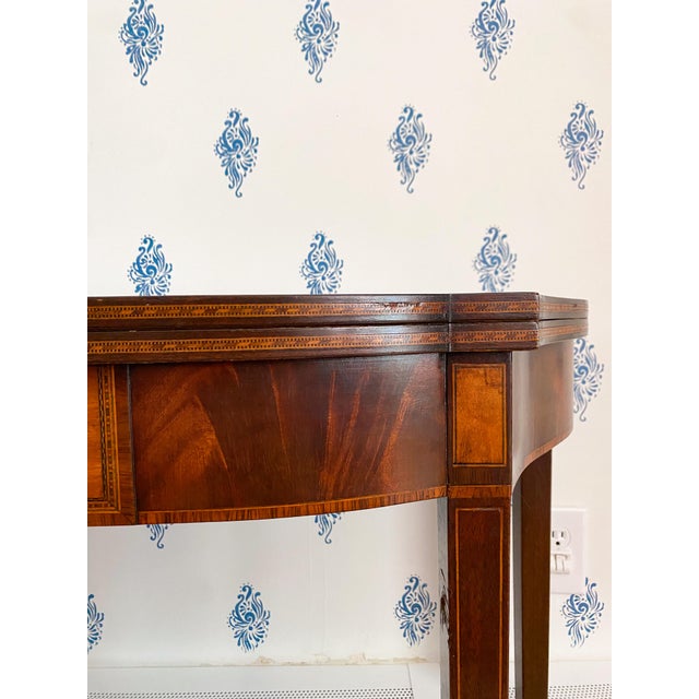 Antique Early 1900s American Neoclassical Revival Mahogany Game Table With Inlay For Sale - Image 4 of 18