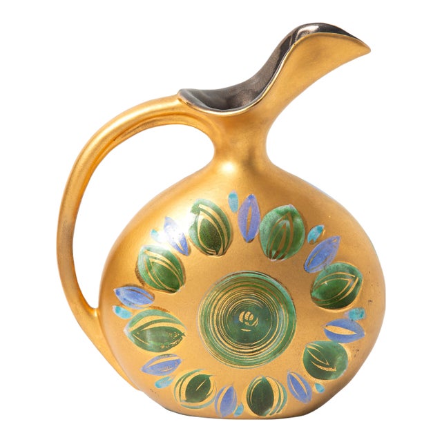 Sascha Brastoff Gold Ceramic Pitcher For Sale
