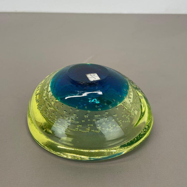 Large Murano Glass Bubble Yellow Bowl, Italy, 1970s For Sale - Image 16 of 18