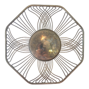 Mid 20th Century Mid Century Modern Regal Octagon Sunburst Silver Plated Wire Metal Basket, Vintage Fruit & Bread Basket