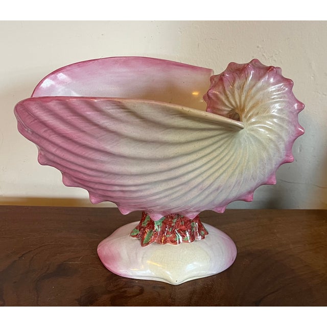Victorian Antique 19th Century Wedgwood Pearlware Centerpiece - Pink Nautilus Sea Shell Compote Tureen For Sale - Image 3 of 16
